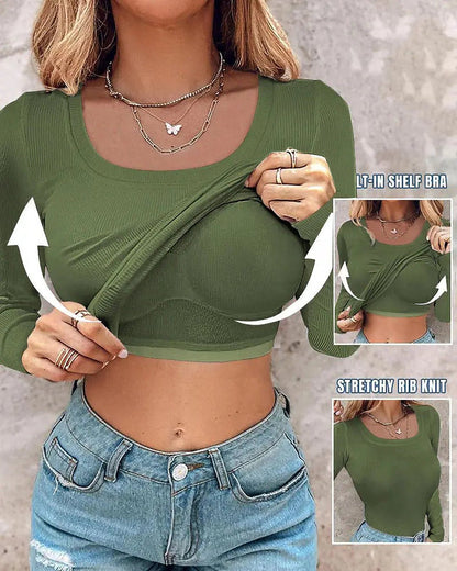 Easy Built-in-Bra Long Sleeve Top detail