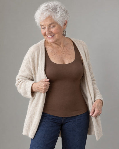 Easy Built-in-Bra Tank in Coffee