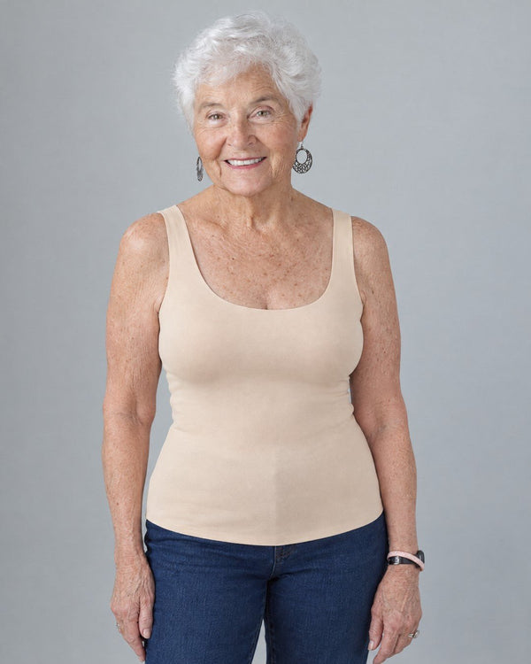 Easy Built-in-Bra Tank in Beige