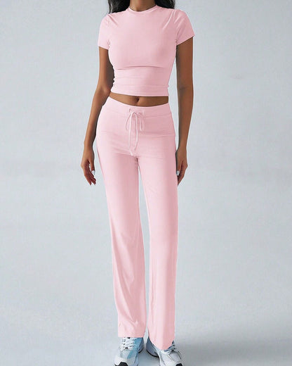 Everyday Easy Straight-Leg Flare Set in Baby Pink