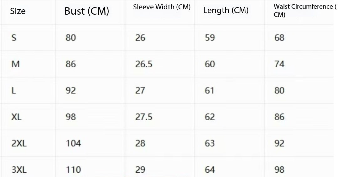 Easy Built-in-Bra Basic Top size chart